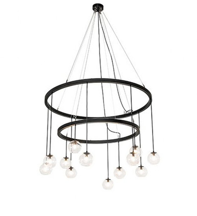 Bola 108W 12 LED 2 Tier Cascading Chandelier 96 x 59 Inch W by Meyda - 257077