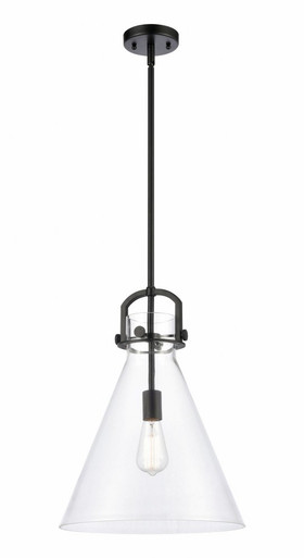 Newton Cone 1 Light Stem Hung Pendant 15 x 14 Inches by Innovations - 410-1SL-BK-G411-14CL