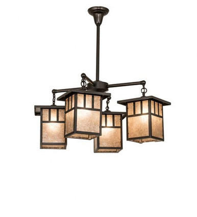 Hyde Park Double Bar Mission 4 Light Chandelier 32 x 34 Inch W by Meyda - 239358