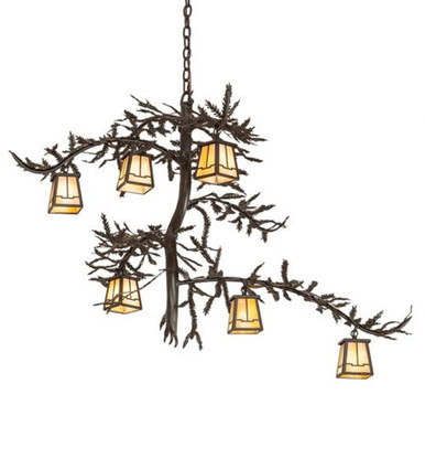 Pine Branch Valley View 6 Light Chandelier 36 x 45 Inch by Meyda Tiffany - 253650