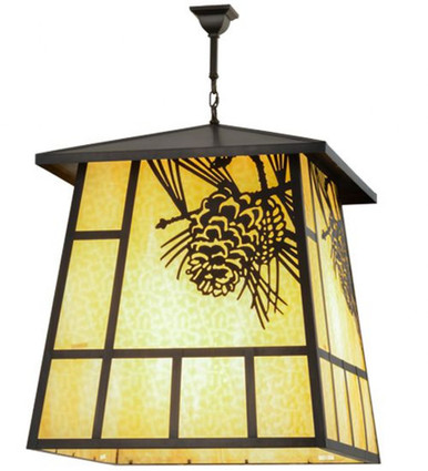 Winter Pine 4 Light Square Pendant 48 x 43 Inches by Meyda Tiffany - 158489