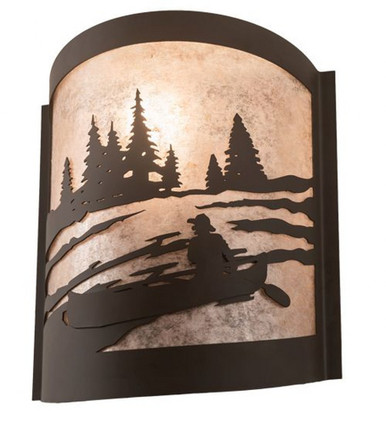 Canoe At Lake 1 Light Right Wall Sconce 12 x 10 Inches by Meyda Tiffany - 200795