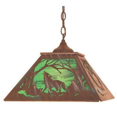 Northwoods Wolf on the Loose 2 Light Pendant 15.5 x 22.5 Inch by Meyda - 48727