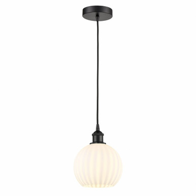 White Venetian 1 Light Cord Hung Small Pendant by Innovations - 616-1P-G1217-8