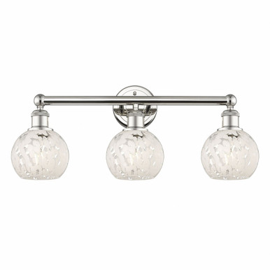 White Mouchette 3 Light Vanity Light 24 Inch Wide by Innovations - 616-3W-G1216-6