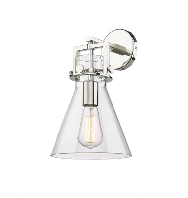 Newton Cone 1 Light Glass Wall Sconce by Innovations - 411-1W-PN-G411-8CL