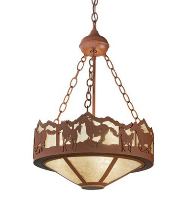 Running Horses 36W 3 LED Inverted Pendant 27 x 16 Inches by Meyda Tiffany - 254760