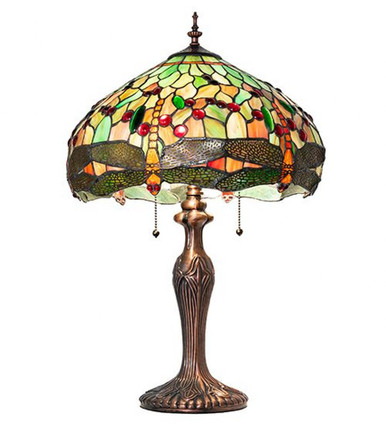 Tiffany Hanginghead Dragonfly 2 Light Table Lamp 23 x 16 In by Meyda - 266010