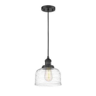 Bell 1 Light Cord hung Mini Pendant 8.88 X 7.75 Inch Wide by Innovations - 201C-BK-G713