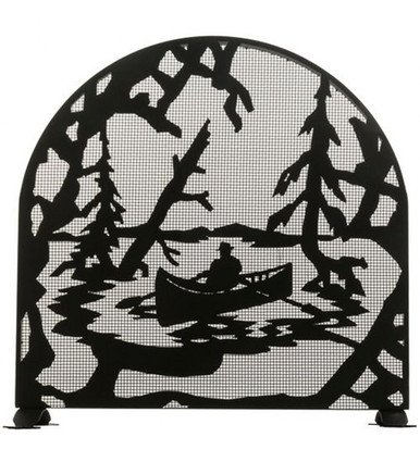 Canoe At Lake 30 Inch Steel Arched Fireplace Screen by Meyda Tiffany - 28741