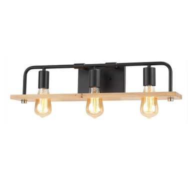 Eco 3 Light Bath Vanity 6 Inch Tall and 24 Inch Wide by Justice Design - ECO-8393-WOOD-MBLK