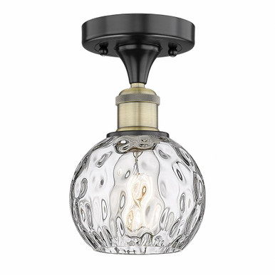 Athens Water Glass 1 Light Semi Flush Mount 10 X 6 Inch Wide by Innovations - 616-1F-BAB-G1215-6