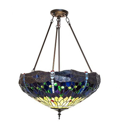 Tiffany Hanginghead Dragonfly 3 Light Semi Flush Mount by Meyda - 269544