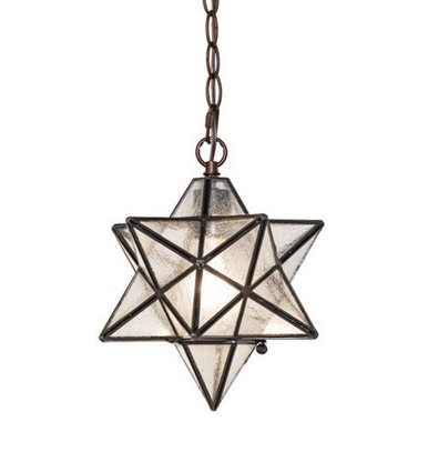 Moravian Star Beige Iridescent 1 Light Mini Pendant by Meyda Tiffany - 1212-1MP