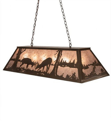 Battling Bucks 6 Light Oblong Pendant 27 x 17 Inches by Meyda Tiffany - 171294