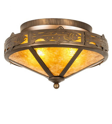 Rainbow Trout 2 Light Flush Mount 9 x 16 In by Meyda Tiffany - 51410