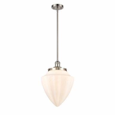 Bullet 1 Light Stem Hung Mini Pendant 16 and 12 Inch Wide by Innovations - 201S-SN-G661-12