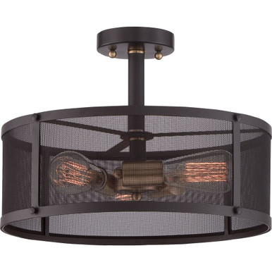 Union Station 3 Light 16 Inch Wide Semi Flush Mount by Quoizel - UST1716WT