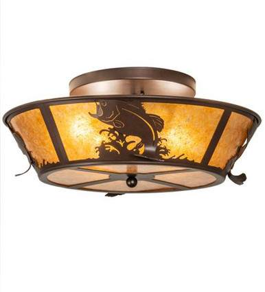 Leaping Bass 4 Light Flush Mount 9.5 x 22.25 In by Meyda Tiffany - 28821
