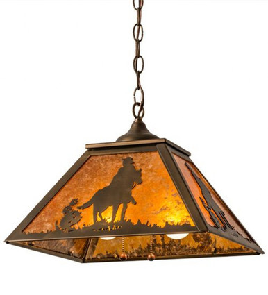 Cowboy 2 Light Square Pendant 15 x 22.5 Inches by Meyda Tiffany - 165808
