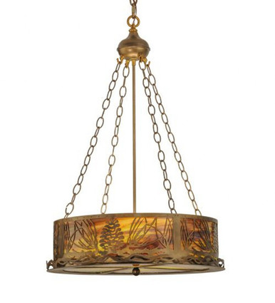 Mountain Pine 4 Light Inverted Pendant 37 x 22 Inches by Meyda Tiffany - 30168