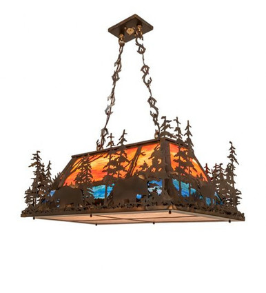 Moose Through the Trees 6 Light Oblong Pendant 24 x 20 Inch by Meyda - 247796