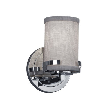 Textile Atlas 1 Light Cylinder Gray Wall Sconce by Justice Design - FAB-8451-10-GRAY
