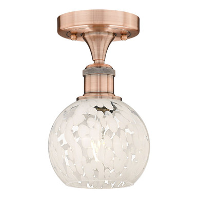 White Mouchette 1 Light 6 Inch Wide Semi Flush Mount by Innovations - 616-1F-G1216-6