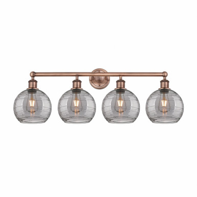Athens Deco Swirl 4 Light Bath Vanity 12.13 X 35 Inch Wide by Innovations - 616-4W-AC-G1213-8SM