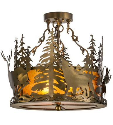 Wildlife at Dusk 2 Light Semi Flush Mount 16 x 19 Inches by Meyda Tiffany - 153985