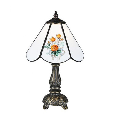 One Light Rose Bouquet Mini Table Lamp by Meyda Tiffany - 107812