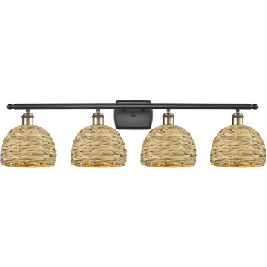Woven Rattan 4 Light Bath Vanity 9.75 Inch and 38 Inch Wide by Innovations - 516-4W-RBD-8