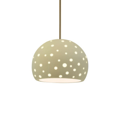 Perforated Globe 1 Light Stem Pendant 10 Inch Wide by Justice Design - CER-6583-RIGID