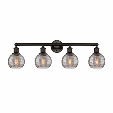 Athens Deco Swirl 4 Light Bath Vanity 10.38 InchX32.88 Inch by Innovations - 616-4W-OB-G1213-6SM
