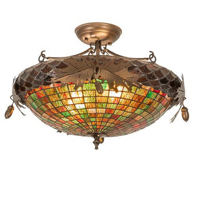 Greenbriar Oak 2 Light Semi Flush Mount 13.5 x 21 Inches by Meyda Tiffany - 16547