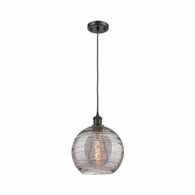Athens Deco Swirl 1 Light Small Pendant 13 Inch Tall by Innovations - 516-1P-OB-G1213-10SM