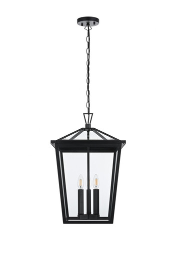 Oxford 3 Light Outdoor Pendant 22 Inch Tall and 14 Inch Wide by Elegant - OD334H22BK