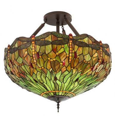 Tiffany Hanginghead Dragonfly 5 Light Inverted Pendant by Meyda - 214169