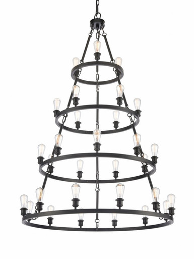 Saloon 30 Light Oversized 3 Tier Chandelier by Innovations - 820345-BK