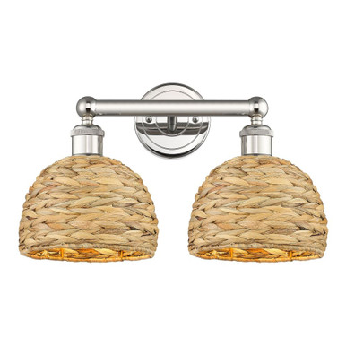 Woven Rattan 2 Light Bath Vanity 11 Inch Tall X 17 Inch Wide by Innovations - 616-2W-RBD-8