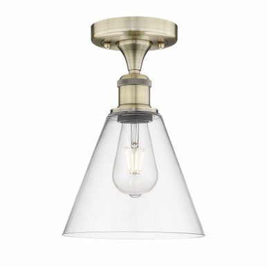 Berkshire Glass 1 Light Semi Flush Mount 12 InchX8 Inch Wide by Innovations - 616-1F-AB-GBC-82