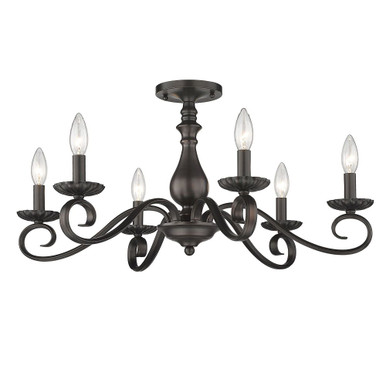 Larrick 6 Light 26.63 Inch Wide Semi Flush Mount by Golden - 3712-6SF RBZ