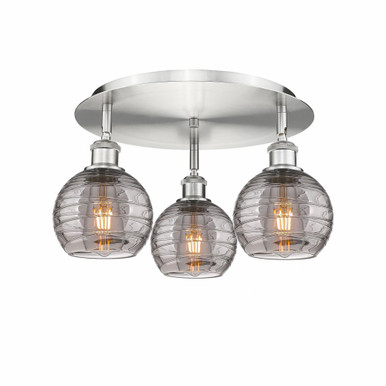 Athens Deco Swirl 3 Light 17.63 Inch Wide Flush Mount by Innovations - 516-3C-SN-G1213-6SM
