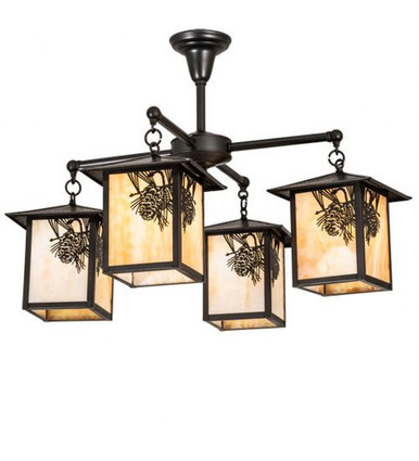 Seneca Winter Pine 4 Light Chandelier 22 x 32 Inches Wide by Meyda Tiffany - 237225