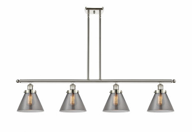 Cone 4 Light Stem Hung Island 10 Inch Tall and 48 Inch Wide by Innovations - 916-4I-PN-G43