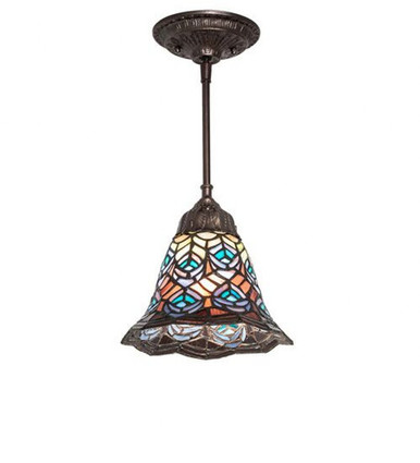 Tiffany Peacock Feather 1 Light Mini Chandelier By Meyda Tiffany - 82421