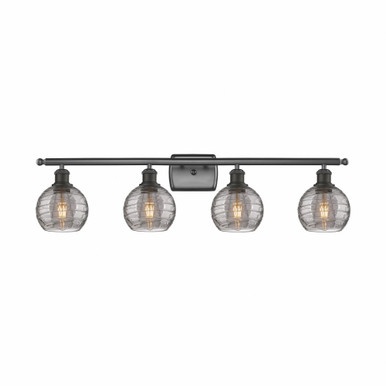 Athens Deco Swirl 4 Light Bath Vanity 9.13 X 35.88 Inch Wide by Innovations - 516-4W-OB-G1213-6SM