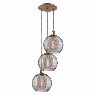Athens Deco Swirl 3 Light Cord Hung Multi Pendant 35.63X16.5 by Innovations - 113B-3P-AC-G1213-10SM