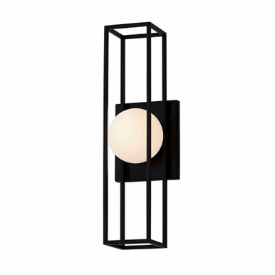 Float 8W 1 LED Large Outdoor Wall Mount by Justice Design - FSN-7184W-OPAL-MBLK