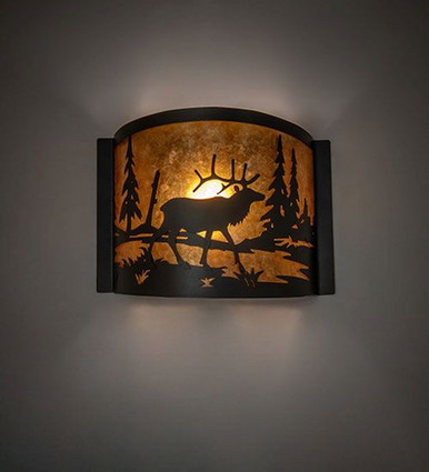 Elk at Lake 1 Light Wall Sconce 9.5 x 12 Inches by Meyda Tiffany 270089 - 270089